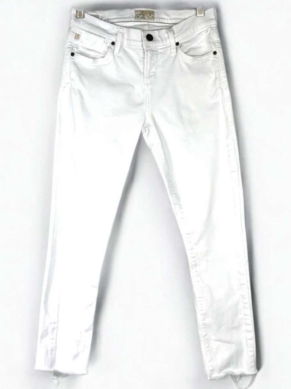 AGOLDE Colette White Raw Hem Slim Ankle Jeans Cutoff Denim 26